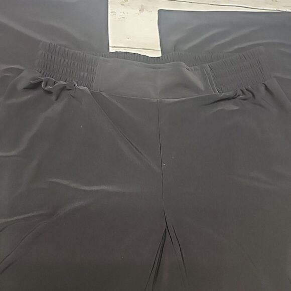 Iman Black Wide Leg Mid Rise Pull On Elastic Waistband Jersey Knit Pants Small - Picture 3 of 11